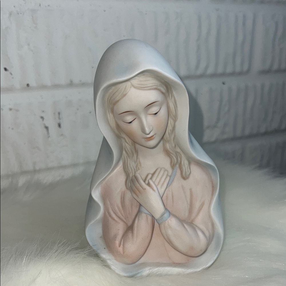 Lefton China Blessed Mother White and Cream Figurine